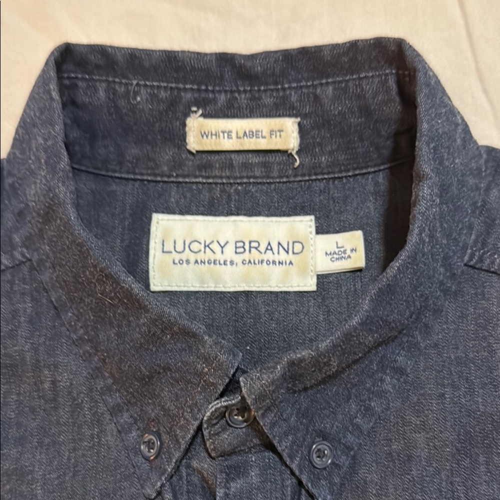 Lucky Brand Men's Blue Denim Shirt - White Label Fit L